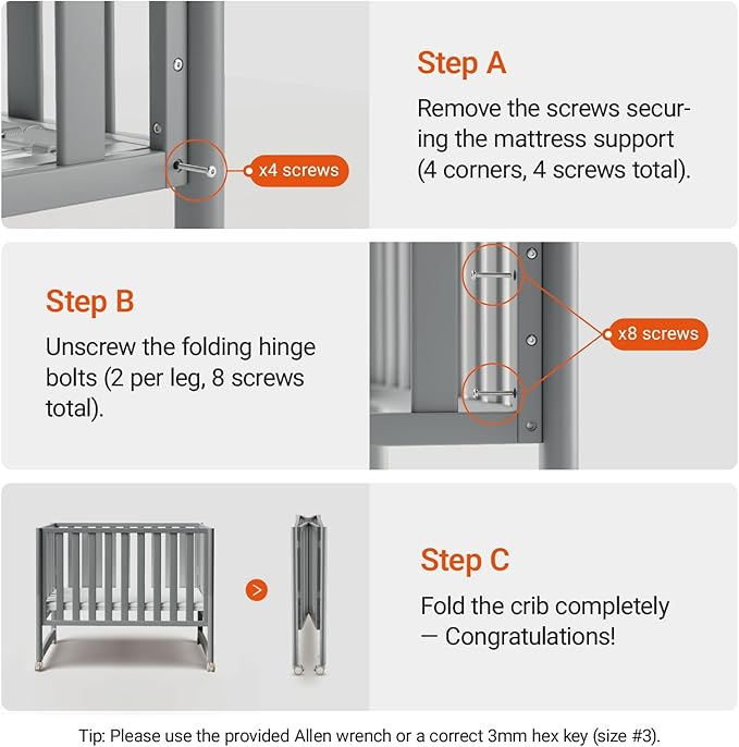 MAMAZING EvoNook 6-in-1 Convertible Mini Crib, 100% New Zealand Pinewood, 4 Adjustable Mattress Heights, Grey