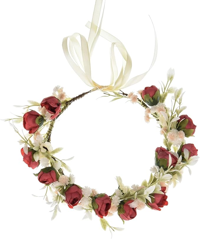 Floral Fall Camellia Flower Crown Rose Headpiece Wedding Bridal Flower Girl Halo Maternity Photo Props FL-03