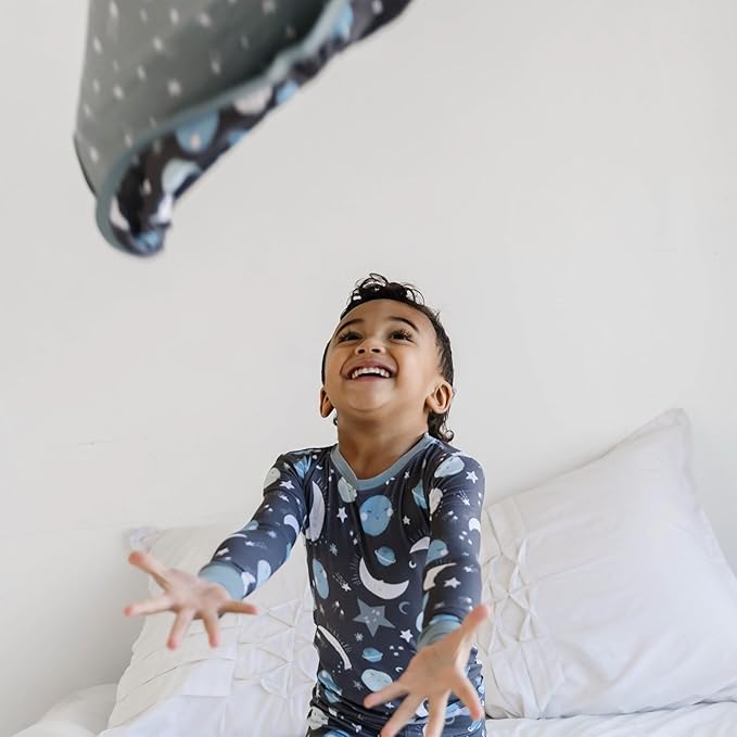 Little Sleepies Cloud Blanket, Soft Viscose from Bamboo Toddler & Baby Blanket for Boys & Girls, Lightweight, Perfect for Hot Sleepers, 50" x 50", Large (Blue to The Moon & Back)
