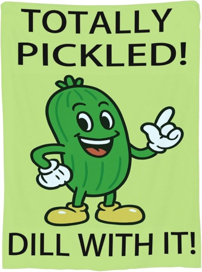 Pickle Blanket Cute Pickle Throw Blanket Vegetable Soft Cozy Fleece Fuzzy Stuffed Plush Flannel Gifts for Girls Women Boys Kids Adults 50"X60"