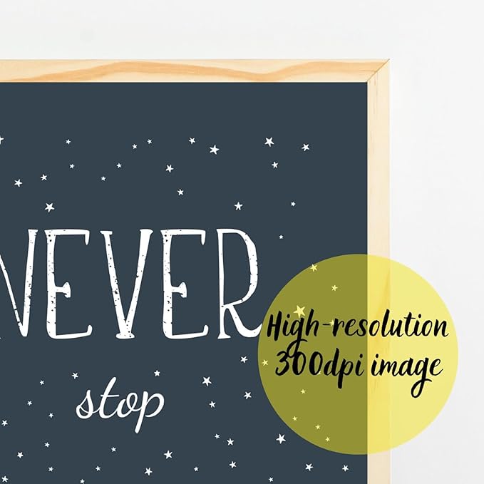 VUVUKU Space Themed Nursery Print Never Stop Exploring Wall Art Outer Decor For Baby Boy Kids Room Poster Child Playroom