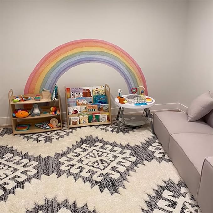 Watercolor Rainbow, Sun, Polka Dots Wall Decal for Kids Room, Nursery, Baby Room Decor, Polka Dots Mural, Rainbow Wallpaper (Rainbow, Medium)