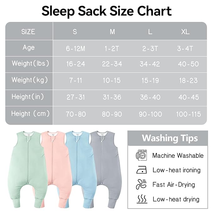 Rayon Made From Bamboo Sleep Sack 24-36 Months 0.5 Tog Ultra Soft Summer Toddler Sleep Sack 2t-3t with Feet 2-Way Zipper Lightweight Sleeping Bag Baby Wearable Blanket (2 Pack)-Pink & Gray