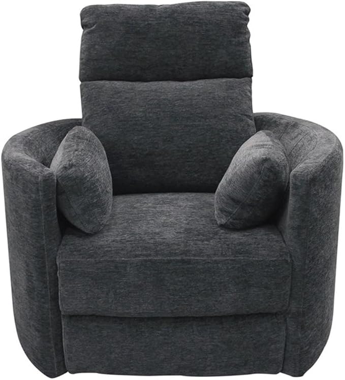 Pemberly Row Transitional Polyester Fabric Power Swivel Glider Recliner in Black
