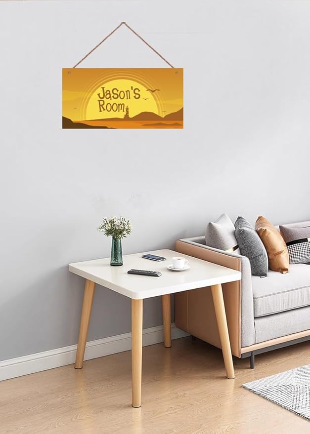 Personalized Sign Sunrise Themed Bedroom Decor Lighthouse Sign Landscape Art Decor for Kids Room Nursery Wall Decorations Stuff For Little Man Cave Boys Room
