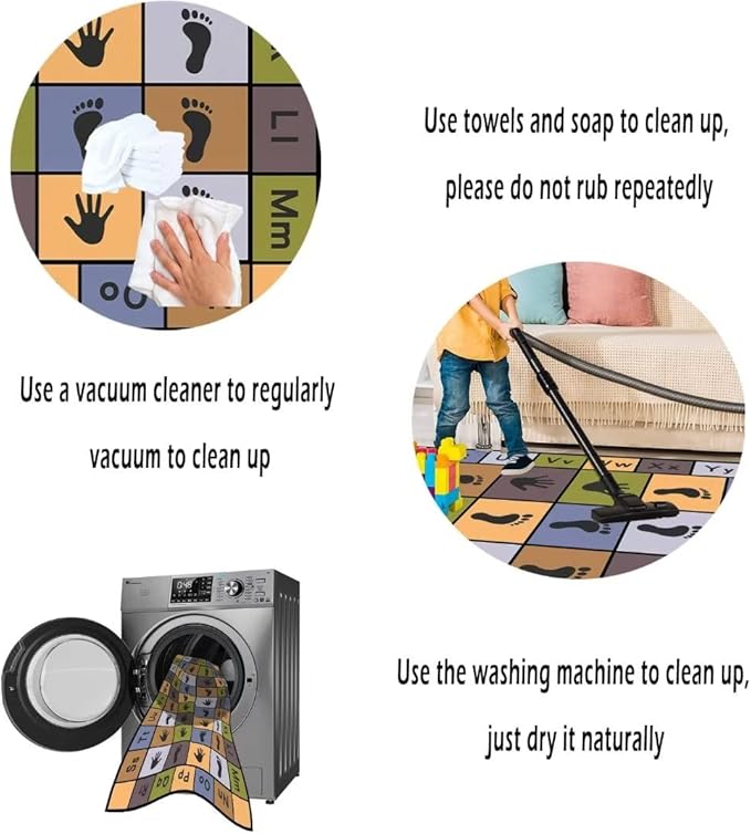 Hopscotch Play Rugs Kids, ABC Alphabet Education Carpet, Playroom Bedroom Living Room Decor Learning mat (Blue,31x47 in)