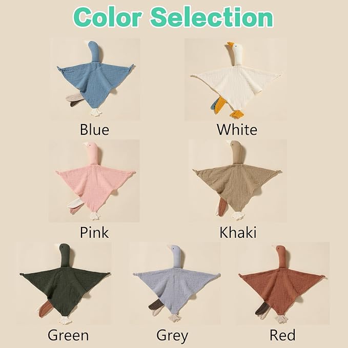 Personalization Baby Lovey Blanket,Organic Cotton Muslin Security Blanket with Cute Goose Design | Hypoallergenic Newborn Gift for Christening, Baby Shower & Nursery Essentials