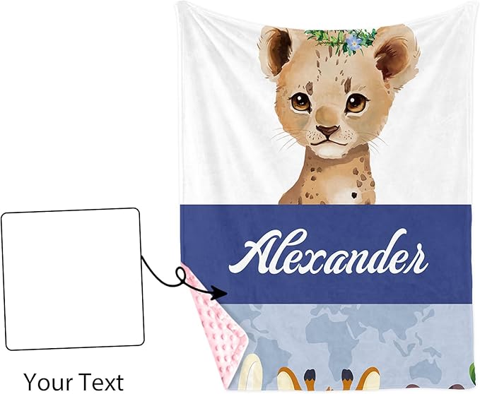 Personalized Baby Blankets for Boys Girls, Custom Name Blue Leopard Baby Blanket, Soft Receiving Blanket for Newborns and Toddlers, Ideal for Baby Showers and Nursery Decor