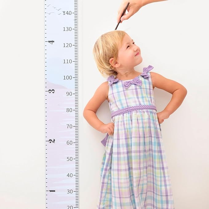 Wood Fabric Hanging Height Chart Ruler for Wall Growth Measurement Decor Sturdy Lightweight Growth Chart for Bedroom Nursery Portable Height Measuring Ruler