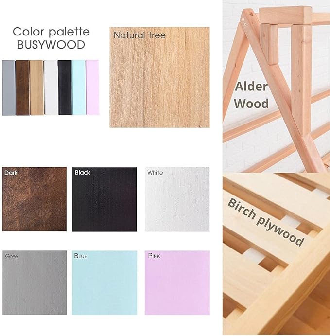 BUSY WOOD Toddler Floor Bed Frame - Montessori Floor Bed for Toddlers - Bed Frames Montessori - Kids Floor Bed- House Bed Frame - Twin Floor Bed Toddler, Queen, Full, Small, King (Model 1)