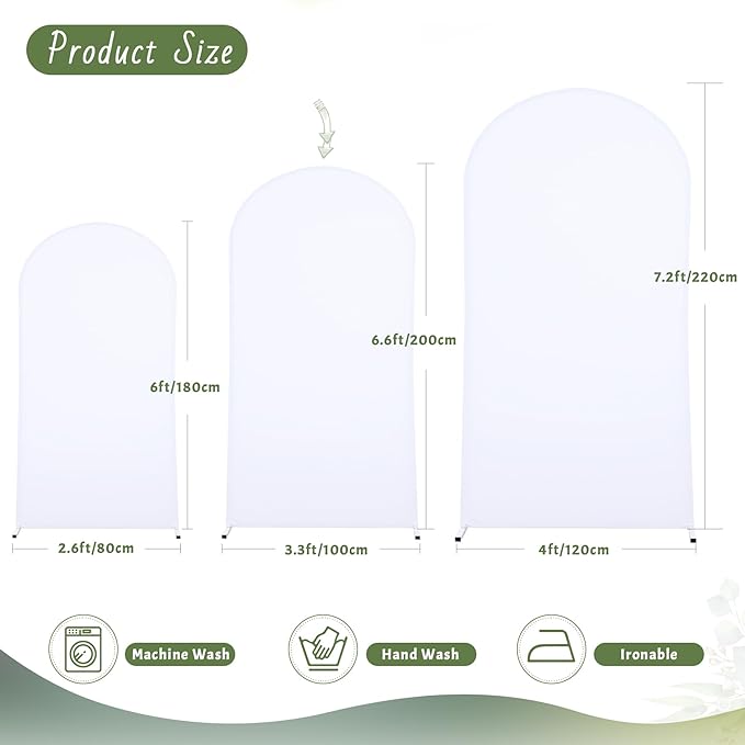 6.6FT White Arch Backdrop Cover, Spandex Fitted Wedding Arch Stand Covers Round Top Chiara Backdrop Cover for Birthday Party Ceremony Banquet Decoration