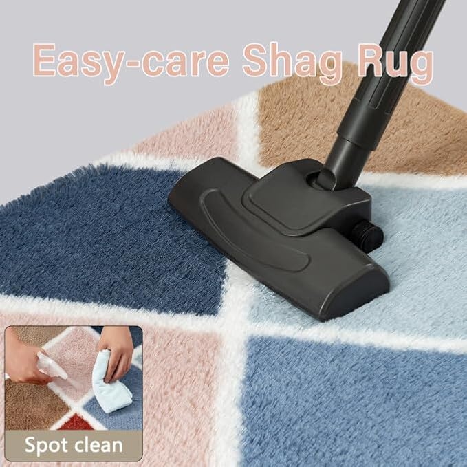 4x6 Checkered Rug for Living Room Rainbow Modern Soft Area Rug Fluffy Non-Slip Carpet for Bedroom Playroom Home Aesthetic Decor