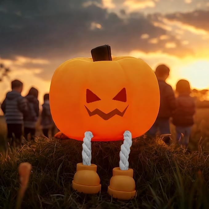 Pumpkin Night Light, Cute LED Night Lamp, Silicone Dimmable Nursery Nightlight for Kids,Silicone Rechargeable Bedside Touch Lamp, Funny Office Desk Halloween Decor for Woman Kids Adults