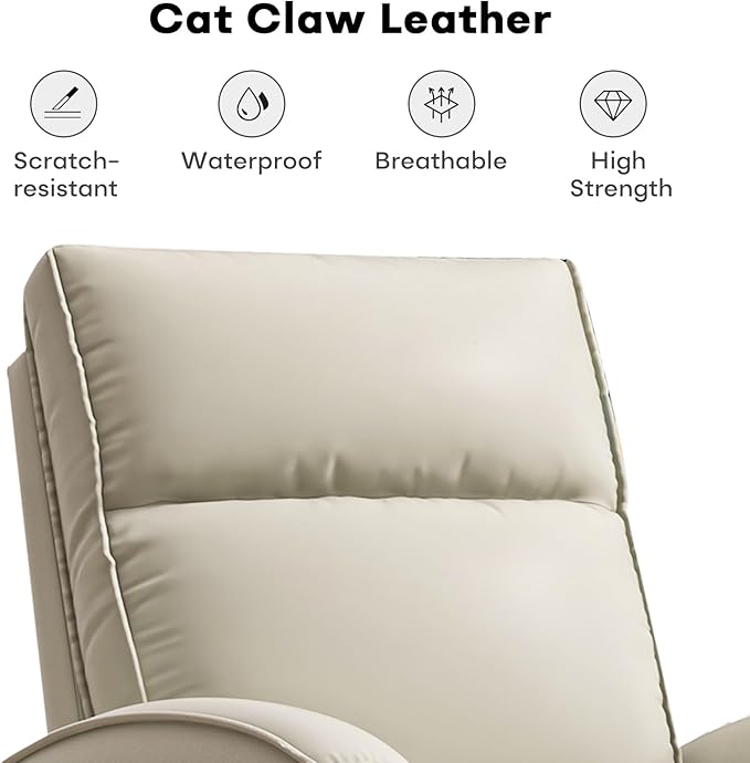 Swivel Rocker Recliner Chair, Manual Faux Leather Glider Rocking Recliners for Adults, 360° Swivel Nursery Reclining Sofa with Storage Pocket