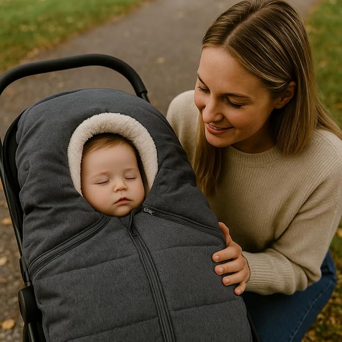 Winter Car Seat Cover for Baby – Cozy Infant Carseat Blanket Compatible with UPPAbaby Aria and Mesa and Most Car Seats | Warm Windproof Weather-Resistant Baby Carrier Cover for Boys & Girls