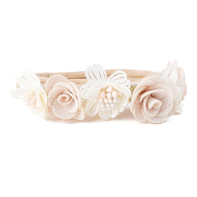 Baby Girl Floral Headband Nylon Flower Crown Elastic Hairband 3pcs Hair Accessories Gift for Girls (30#)