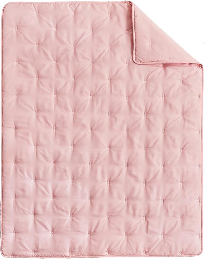DuShow 4 Piece Toddler Bedding Set for Girls,Embroidery Crib Bed Comforter Set,Includes Toddler Bed Comforter,Fitted Sheet,Flat Sheet and Envelope Pillowcase,Soft Toddler Bed Sheet Set-Pink