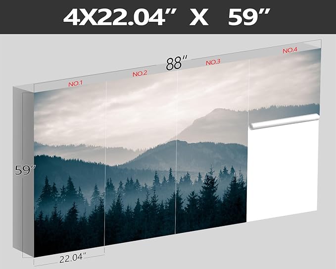 XMPMBM-Misty Forest Fabric Wallpaper Pine Forest Living Room Bedroom Bathroom Wall Mural-W 88" X H 59"(36 Square Foot)