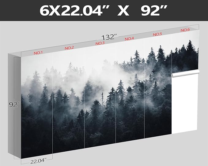 XMPMBM-Misty Forest Fabric Wallpaper Pine Forest Living Room Bedroom Bathroom Wall Mural-W 132" X H 92"(93 Square Foot)