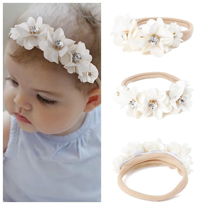 6pcs Baby Headbands Nweborn Flower Hair Bows for Girls-Infant Elastic Hair Band Bows Wraps Baby Headband Hair Accessories Gifts for Toddles
