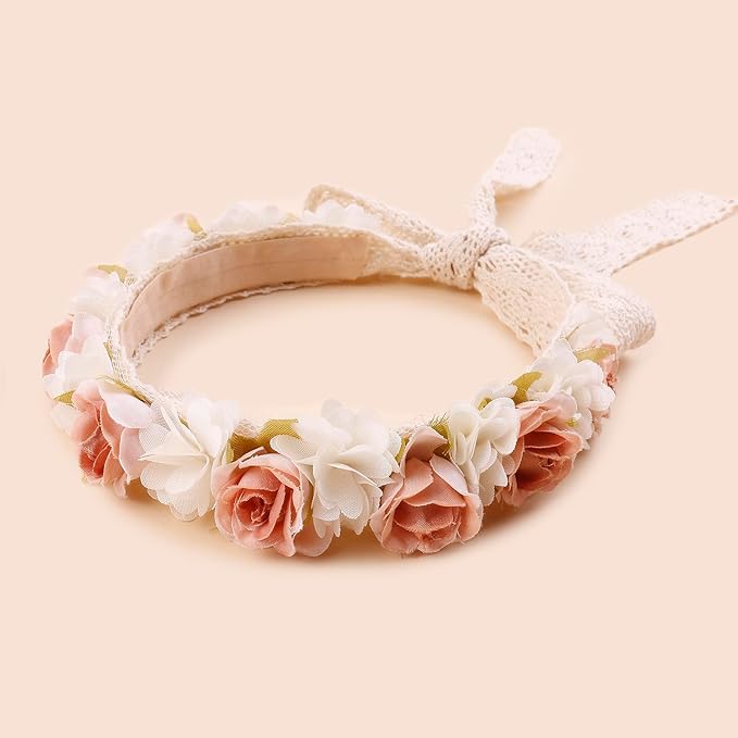 Hairband, 2pcs Children Girl Lace Headbands with Flower, Adjustable Hair Accessories Gift for Children (lace-9)