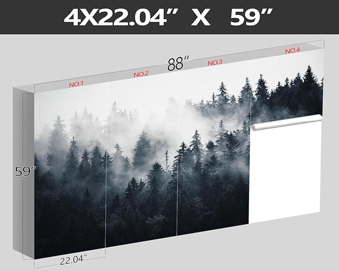 XMPMBM-Misty Forest Fabric Wallpaper Pine Forest Living Room Bedroom Bathroom Wall Mural-W 88" X H 59"(36 Square Foot)