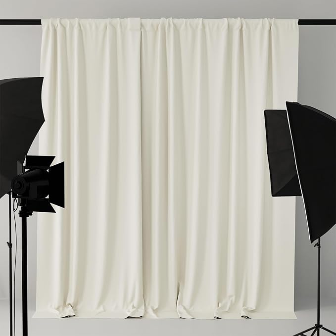 10x10FT Ivory Curtains Backdrop for Parties, Wrinkle Free Ivory Photo Backdrop Curtains Drapes for Party Birthday Wedding Decoration Photography,5ft x 10ft, 2 Panels
