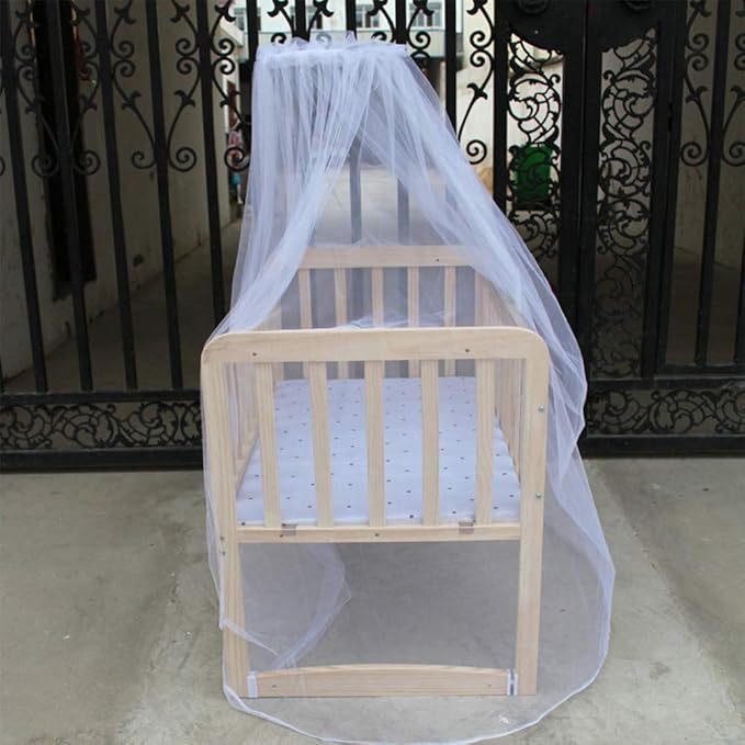 Breathable Protective Net for Baby Crib, Premium Soft Mesh Yarn, Canopy Netting Cover for Infant Bedroom, White, 1.6x4.2m, Single Door Opening