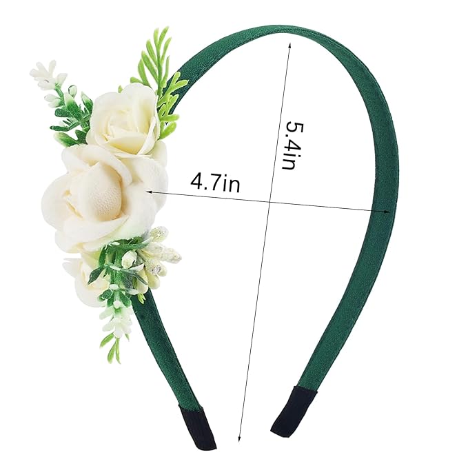 Flower Headbands for Girls Kids Toddlers Rose Floral Headpiece Non Slip Elegant Wedding Flower Crown Hairband Spring Summer Fashion Cloth Headdress Accessories for Birthday Party (Green)
