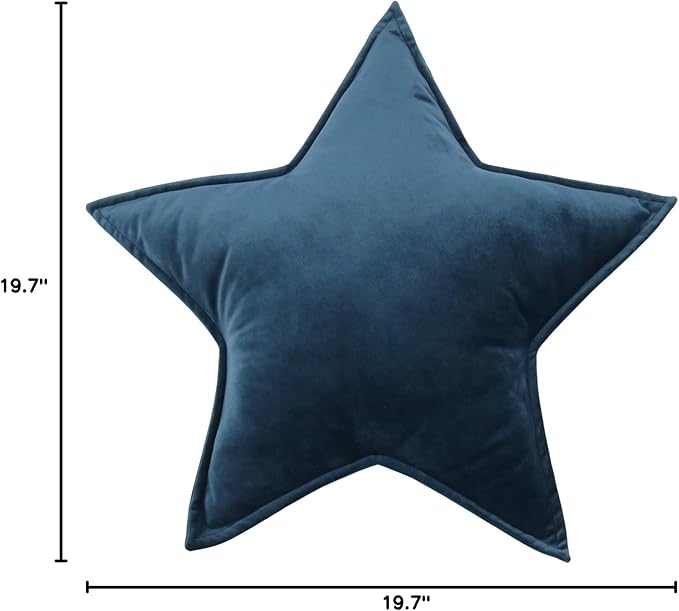 JIKAL Star Moon Shaped Pillow Soft Velvet Nursery Stuffed Throw Pillows for Kids Room Couch Reading Nook Decor (Star, Teal)
