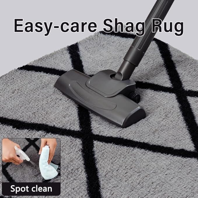 5x7 Checkered Rug for Living Room Grey and White Modern Soft Area Rug Fluffy Non-Slip Carpet for Bedroom Playroom Home Aesthetic Decor