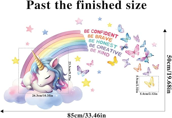 Rainbow Wall Decals for Girls Bedroom & Living Room Decor - Wall Decor Stickers & Murals 3D DIY Wall Art - Peel and Stick