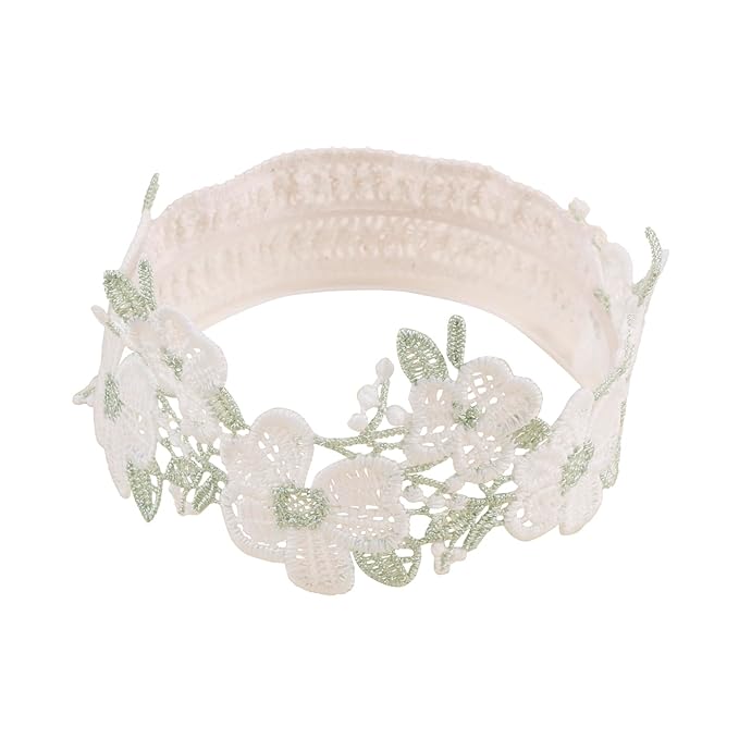 Baby Girl Flower Hair Bows Nylon Headbands, 6PCS Stretchy Soft Floral Hairbands Crown, Handmade Hair Accessories for Newborn Infant Toddler