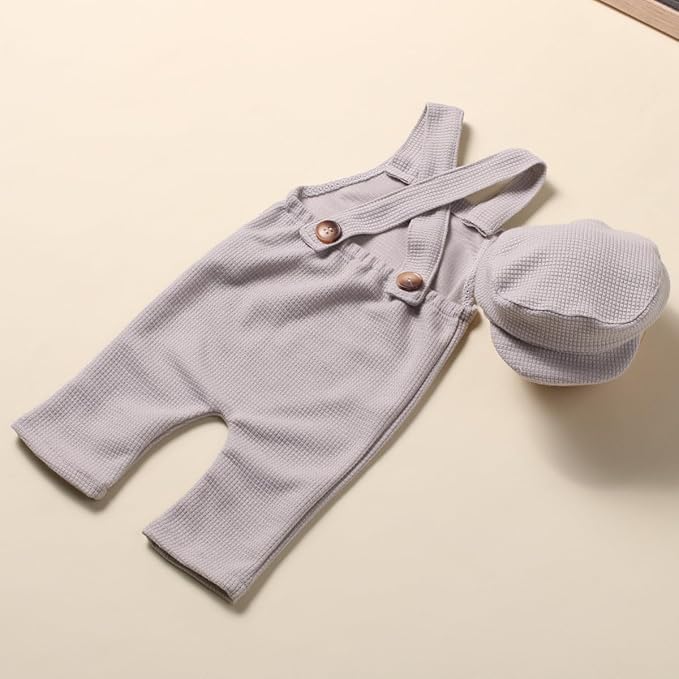 Holibeat Newborn Boy Photography Props Baby Boy Photo Shoot Outfits Infant Gentleman Romper Suits with Hat