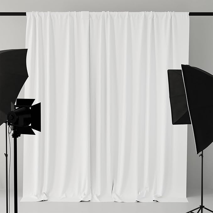 10x10FT White Curtains Backdrop for Parties, Wrinkle Free White Photo Backdrop Curtains Drapes for Party Birthday Wedding Decoration Photography,5ft x 10ft, 2 Panels