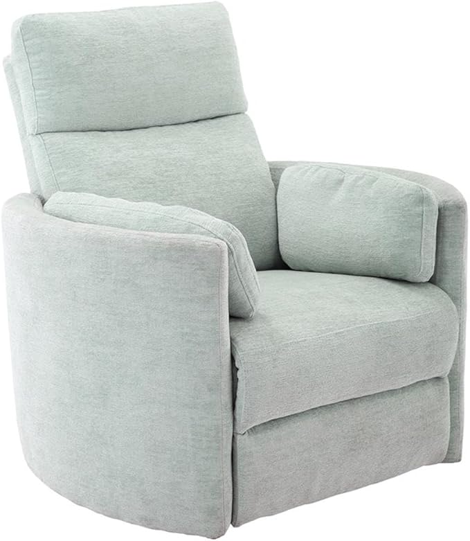Pemberly Row Modern Turquoise Fabric Power Swivel Glider Recliner (Two Pack) with USB Charging Ports for Living Room