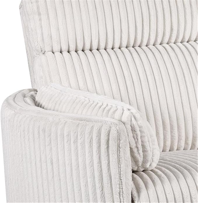 Pemberly Row Mega Ivory XL Extra Wide Power Glider Recliner (Set of 2) with USB Charging Ports and 2 Comfort Pillows for Living Room