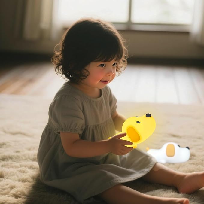 Cute Dog Night Light, Squishy Silicone Dog Lamp for Kids Dimmable Nursery Puppy Kawaii Lamps, Rechargeable Touch Control Night Light for Kids Adults Boys Girls, Used for Camping Room Decor