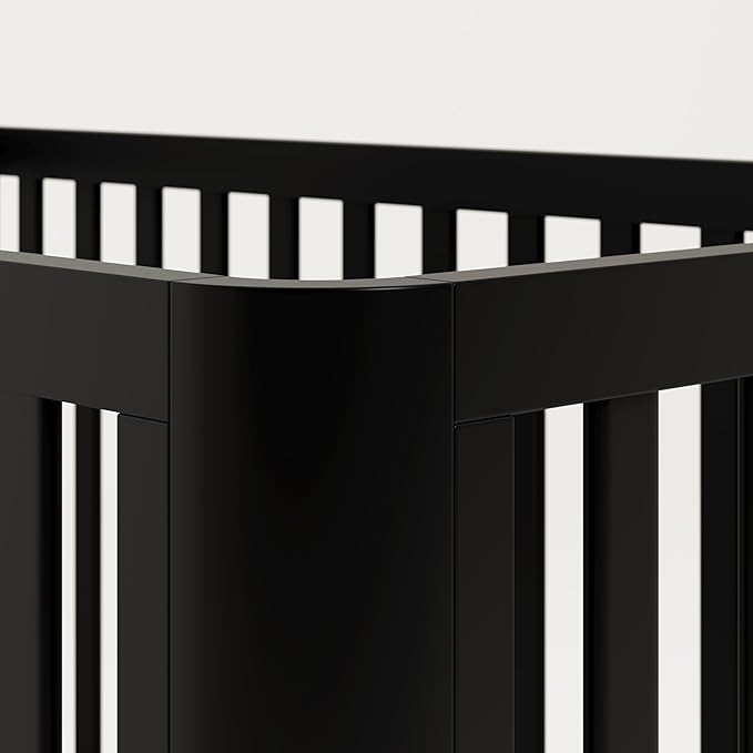 Storkcraft Santos Convertible Crib (Black & Natural) – GREENGUARD Gold Certified, Fits Standard Crib Mattress, Converts to Toddler Bed and Daybed, 4 Adjustable Mattress Heights, Rounded Edges