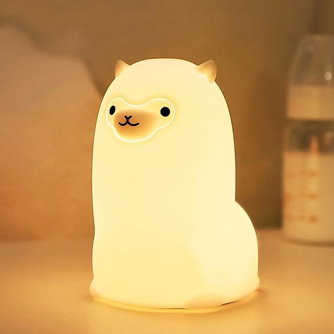 Tremdwoto Alpaca Night Light for Kids,7 Color Baby Nightlight with Touch Control & 1H Timer, Battery Operated Soft Animal Night Light for Nursery, Toddler Room Decor, Gift for Girls, Boys, Women