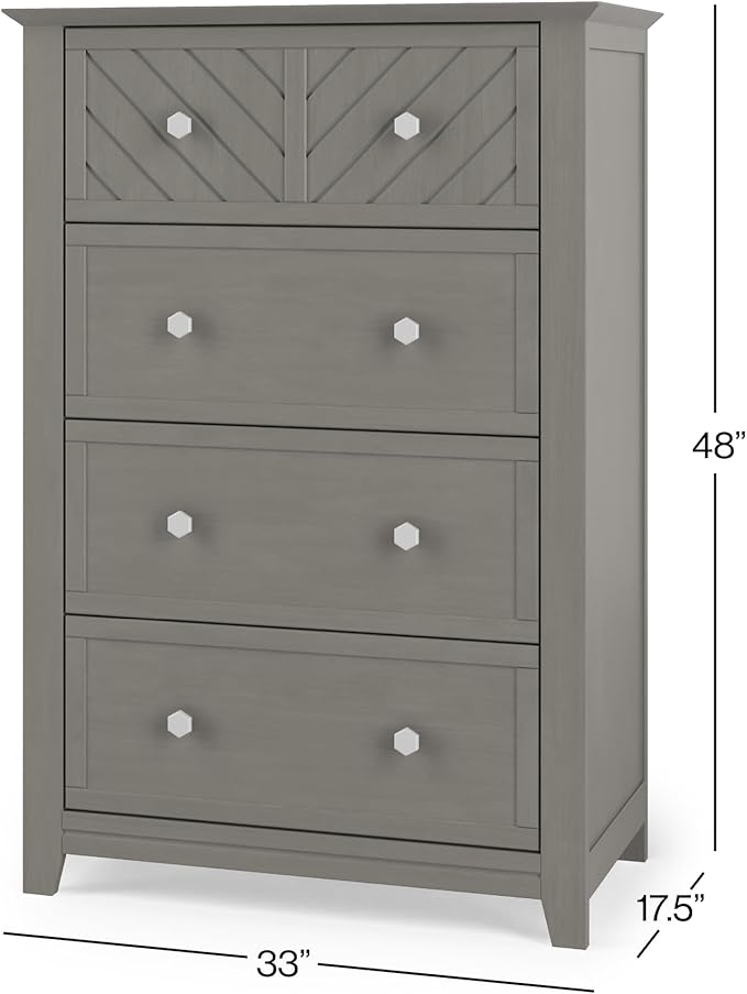 Child Craft Atwood Crib, Dresser and Chest Nursery Set, 3-Piece, Includes 4-in-1 Convertible Crib, Dresser and Chest, Grows with Your Baby (Lunar Gray)