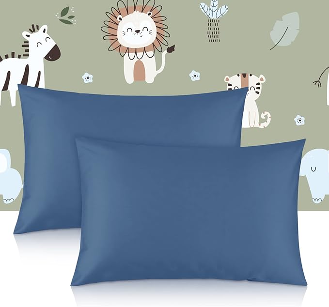 Cotton Toddler Pillowcase 14x20 Envelope: Long-Staple Cotton, Ultra Soft Breathable Durable, Travel Pillow Cover 2 Pack by Fittia