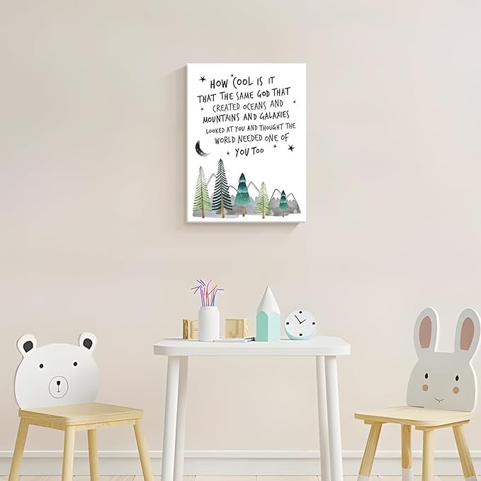 Dytila Christian Nursery Wall Art - Mountain Pictures Baby Boy Nursery Decor, Inspirational Religious Decor, Toddler Boy Room Decor, Faith Paintings, Christening Gifts for Boys 12x16 Inch