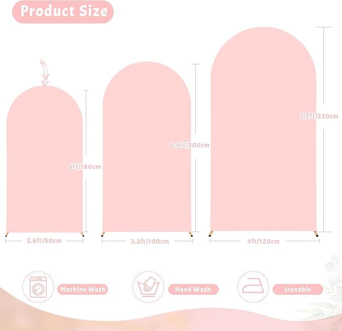 Dusty Rose Arch Backdrop Cover, 6FT Spandex Fitted Wedding Arch Stand Covers 2-Sided Round Top Chiara Arch Backdrop Cover for Wedding Ceremony Birthday Party Baby Shower Banquet Decoration