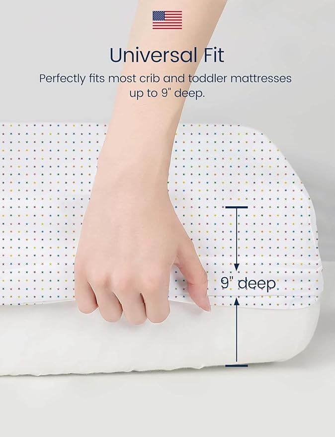 TotAha Premium Stretchy Crib Sheets (2-Pack)-Hypoallergenic, Silky Comfort, Buttery Soft, Calming Effect, All-Season Jersey-Knit Sheets, 9'' Extra Deep Pocket