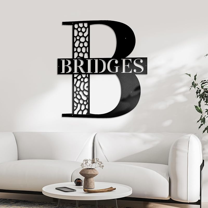 Custom Metal Signs Metal Name Sign Metal Wall Art Split Letter Monogram Wall Decor Metal Wall Art Last Name Sign Family Name Sign