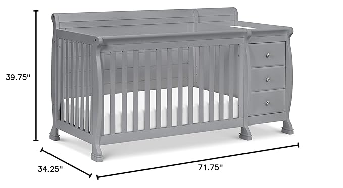DaVinci Kalani 4-in-1 Convertible Baby Crib & Changing Table Combo - GREENGUARD Gold Certified - Toddler Bed, Daybed, Full-Size Bed Conversion - 4 Adjustable Mattress Heights - Gray