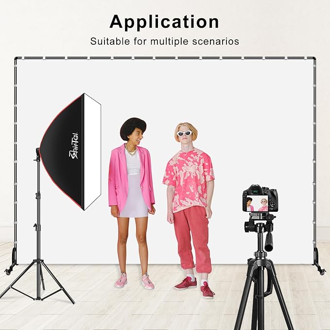 7x10ft White Photo Backdrop with Stand,Movable Photography Backdrop Stand Kit with Wheels and White Screen Backdrop Background for Photo Shooting,Video Recording,Events, Party