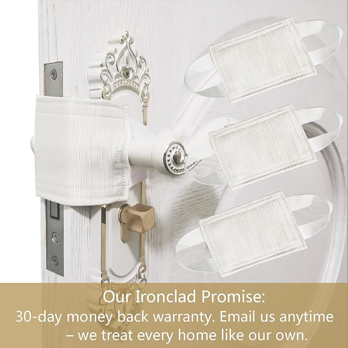 Door Silencer, Cloth Door Latch Cover, Quiet Close Pads to Reduce Slamming Noise for Baby, Nursery, Door Latch Silencer Cushion to Prevent Door from Slamming (3 Pack, Beige, 4.1 * 3.1 inches)