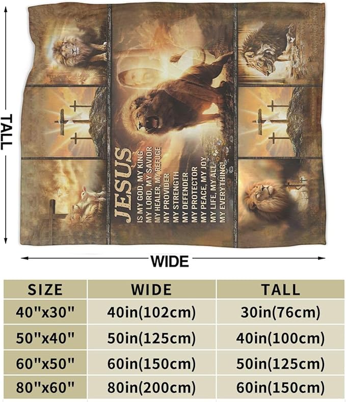 Lion Throw Blanket - Soft, Cozy, Warm Fuzzy Fleece - Men & Women - Couch, Sofa, Bed - 50"X40"